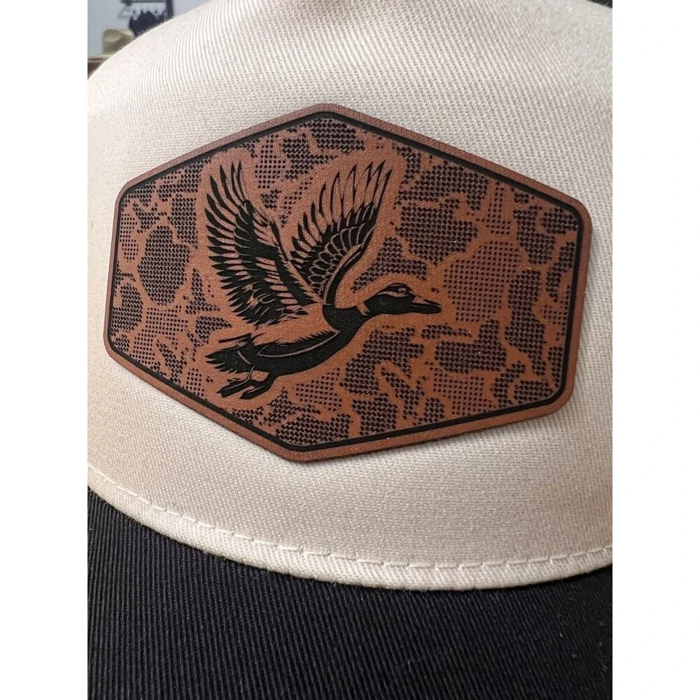 Duck Leather Patch Trucker Hat Black/White NWOT Five Panel Trucker Cap Duck Camo
